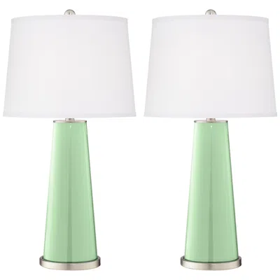 Color Plus Leo 29 1/2" Flower Stem Green Table Lamps Set Of 2