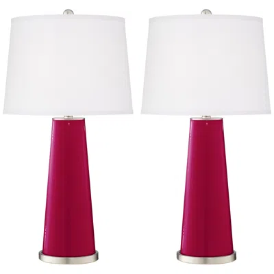 Color Plus Leo 29 1/2" French Burgundy Red Glass Table Lamps Set Of 2