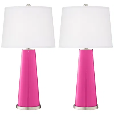 Color Plus Leo 29 1/2" Fuchsia Pink Modern Glass Table Lamps Set Of 2