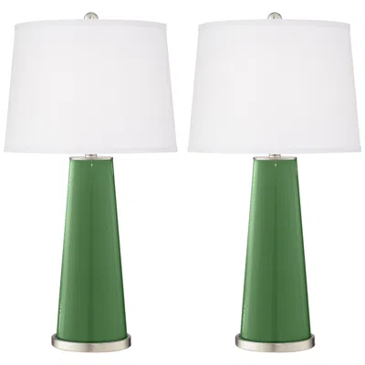 Color Plus Leo 29 1/2" Garden Grove Green Glass Table Lamps Set Of 2