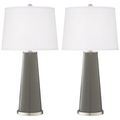Color Plus Leo 29 1/2" Gauntlet Gray Glass Table Lamps Set Of 2