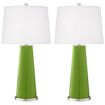 Color Plus Leo 29 1/2" Gecko Green Glass Table Lamps Set Of 2