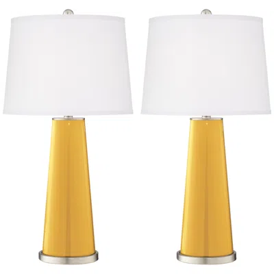 Color Plus Leo 29 1/2" Glass Goldenrod Yellow Table Lamps Set Of 2