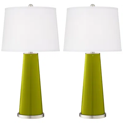 Color Plus Leo 29 1/2" Glass Olive Green Table Lamps Set Of 2