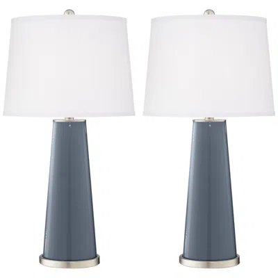 Color Plus Leo 29 1/2" Granite Peak Blue Table Lamps Set Of 2