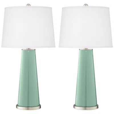 Color Plus Leo 29 1/2" Grayed Jade Green Table Lamps Set Of 2