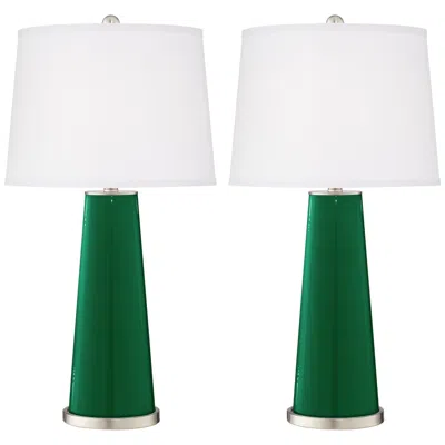 Color Plus Leo 29 1/2" Greens Glass Table Lamps Set Of 2