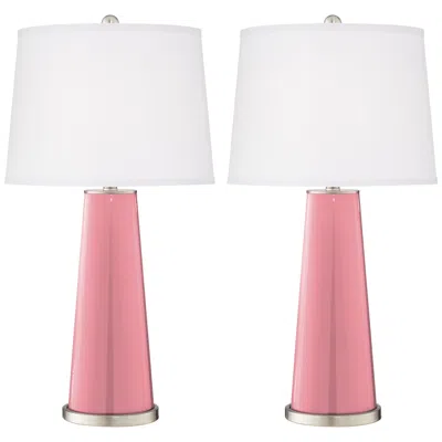 Color Plus Leo 29 1/2" Haute Pink Glass Table Lamps Set Of 2