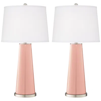 Color Plus Leo 29 1/2" High Rustique Warm Coral Pink Lamps Set Of 2