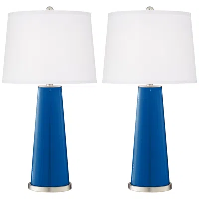 Color Plus Leo 29 1/2" Hyper Blue Glass Table Lamps Set Of 2