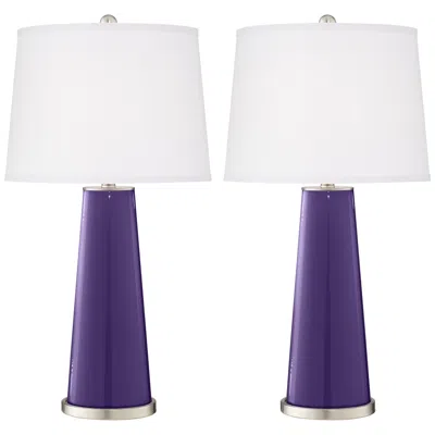 Color Plus Leo 29 1/2" Izmir Purple Glass Table Lamps Set Of 2