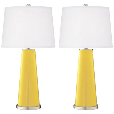 Color Plus Leo 29 1/2" Lemon Zest Yellow Table Lamps Set Of 2