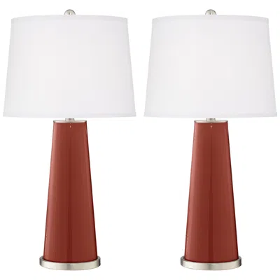 Color Plus Leo 29 1/2" Madeira Red Glass Table Lamps Set Of 2