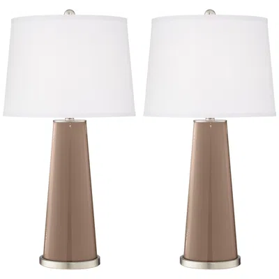 Color Plus Leo 29 1/2" Mocha Brown Glass Table Lamps Set Of 2