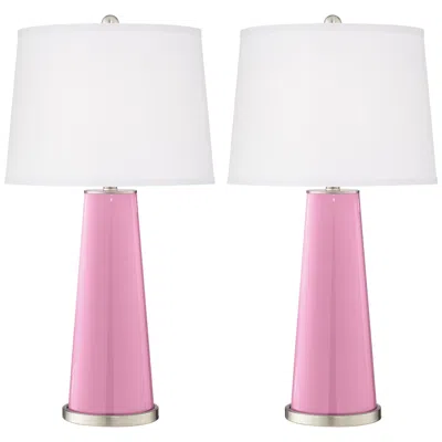 Color Plus Leo 29 1/2" Modern Glass Candy Pink Table Lamps Set Of 2