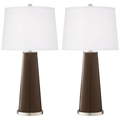 Color Plus Leo 29 1/2" Modern Glass Carafe Brown Table Lamps Set Of 2