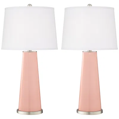Color Plus Leo 29 1/2" Modern Glass Rose Pink Table Lamps Set Of 2