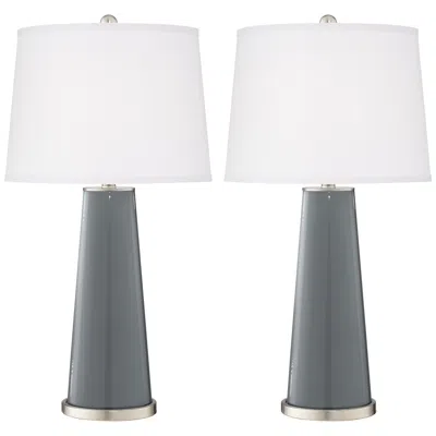 Color Plus Leo 29 1/2" Modern Glass Software Gray Table Lamps Set Of 2
