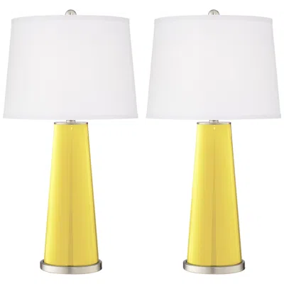 Color Plus Leo 29 1/2" Modern Lemon Twist Yellow Table Lamps Set Of 2