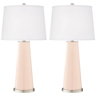 Color Plus Leo 29 1/2" Modern Linen Pink Table Lamps Set Of 2