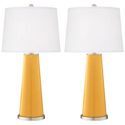Color Plus Leo 29 1/2" Modern Marigold Yellow Table Lamps Set Of 2