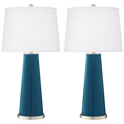 Color Plus Leo 29 1/2" Modern Oceanside Blue Table Lamps Set Of 2