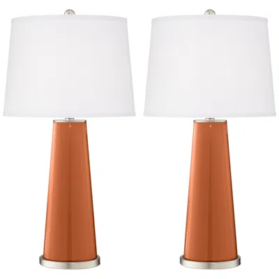 Color Plus Leo 29 1/2" Modern Robust Orange Table Lamps Set Of 2