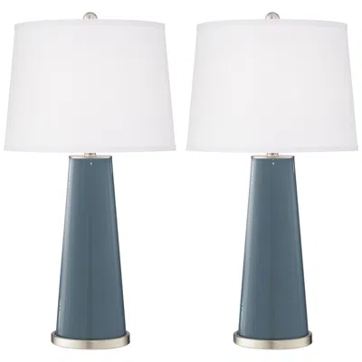 Color Plus Leo 29 1/2" Modern Smoky Blue Table Lamps Set Of 2