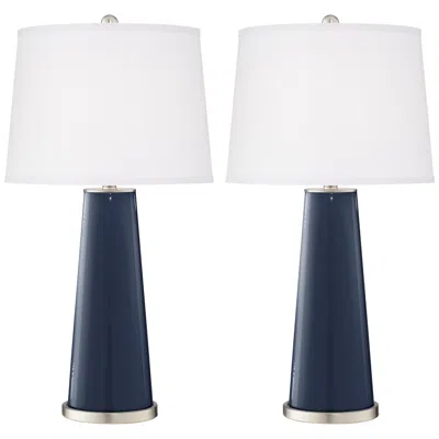 Color Plus Leo 29 1/2" Naval Blue Modern Glass Table Lamps Set Of 2