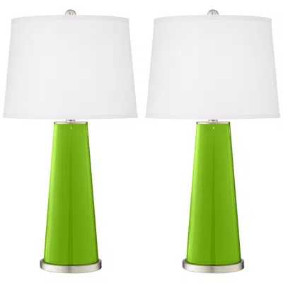 Color Plus Leo 29 1/2" Neon Green Modern Glass Table Lamps Set Of 2