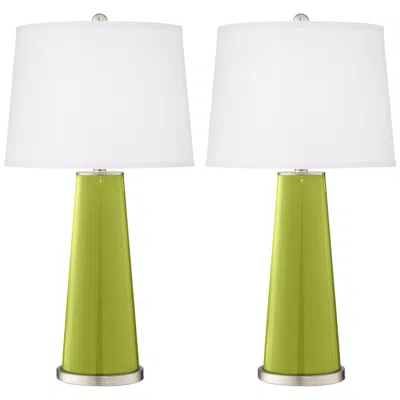 Color Plus Leo 29 1/2" Parakeet Green Glass Table Lamps Set Of 2