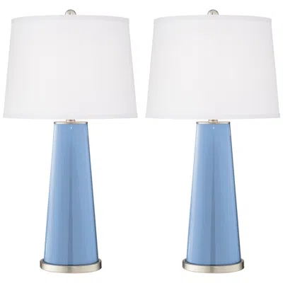 Color Plus Leo 29 1/2" Placid Blue Glass Table Lamps Set Of 2