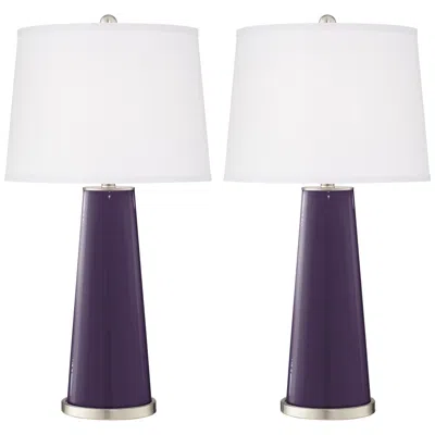 Color Plus Leo 29 1/2" Quixotic Plum Purple Table Lamps Set Of 2