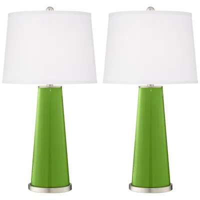 Color Plus Leo 29 1/2" Rosemary Green Glass Table Lamps Set Of 2