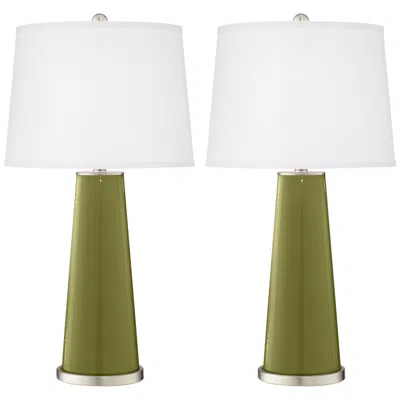 Color Plus Leo 29 1/2" Rural Green Glass Table Lamps Set Of 2