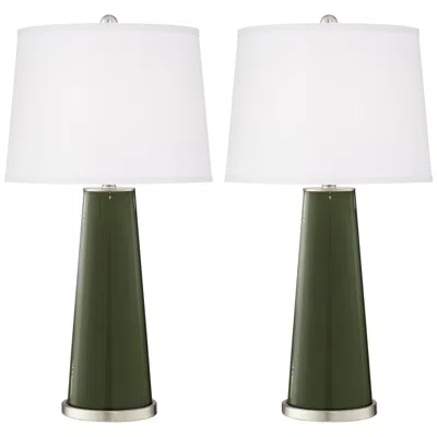 Color Plus Leo 29 1/2" Secret Garden Green Glass Table Lamps Set Of 2