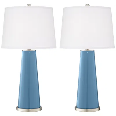 Color Plus Leo 29 1/2" Secure Blue Glass Table Lamps Set Of 2
