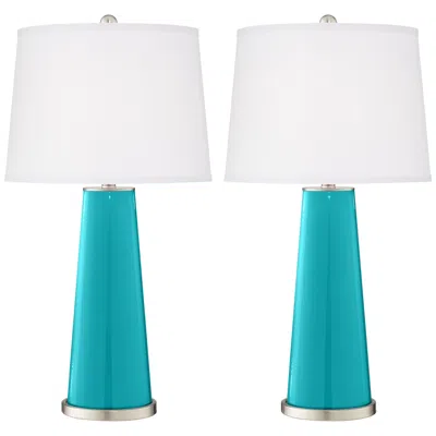 Color Plus Leo 29 1/2" Surfer Blue Glass Table Lamps Set Of 2