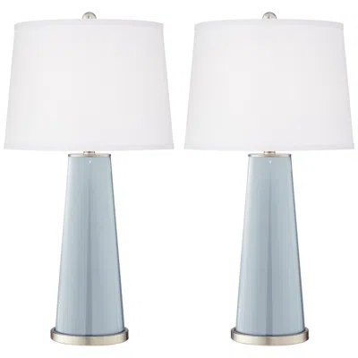 Color Plus Leo 29 1/2" Take Five Blue Glass Table Lamps Set Of 2