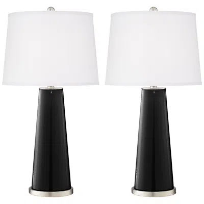Color Plus Leo 29 1/2" Tricorn Black Glass Table Lamps Set Of 2