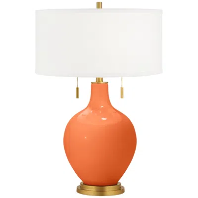 Color Plus Nectarine Toby Brass Accents Table Lamp