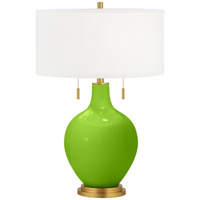 Color Plus Neon Green Toby Brass Accents Table Lamp