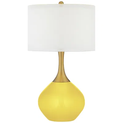 Color Plus Nickki 30 1/2" Lemon Twist Yellow Brass Modern Table Lamp