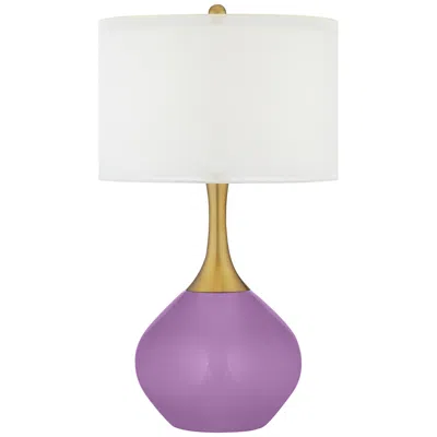 Color Plus Nickki Brass 30 1/2" African Violet Purple Table Lamp