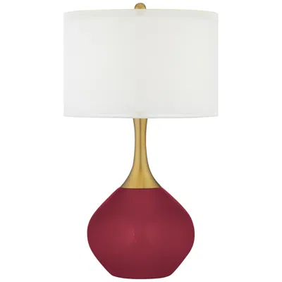 Color Plus Nickki Brass 30 1/2" Antique Red Modern Glass Table Lamp