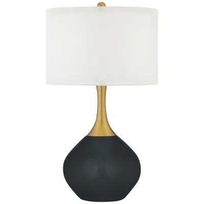 Color Plus Nickki Brass 30 1/2" Black Of Night Modern Glass Table Lamp