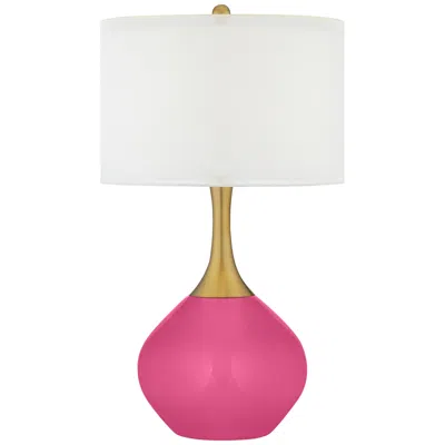 Color Plus Nickki Brass 30 1/2" Blossom Pink Modern Table Lamp