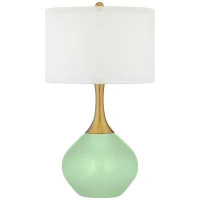Color Plus Nickki Brass 30 1/2" Flower Stem Green Modern Table Lamp