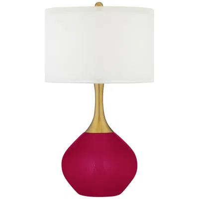 Color Plus Nickki Brass 30 1/2" French Burgundy Red Modern Table Lamp