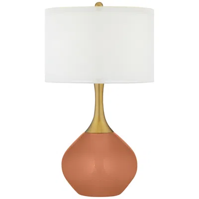 Color Plus Nickki Brass 30 1/2" High Baked Clay Brown Table Lamp